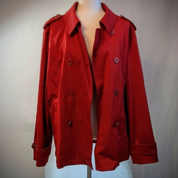 Red Double Breasted Rain Peacoat by Weatherproof - Picture 1 of 5